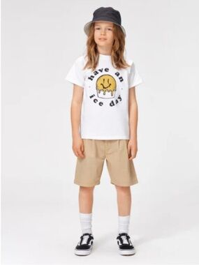 Molo Have An Ice Day White Cotton Tshirt Ice Cream Melting Smiley Face